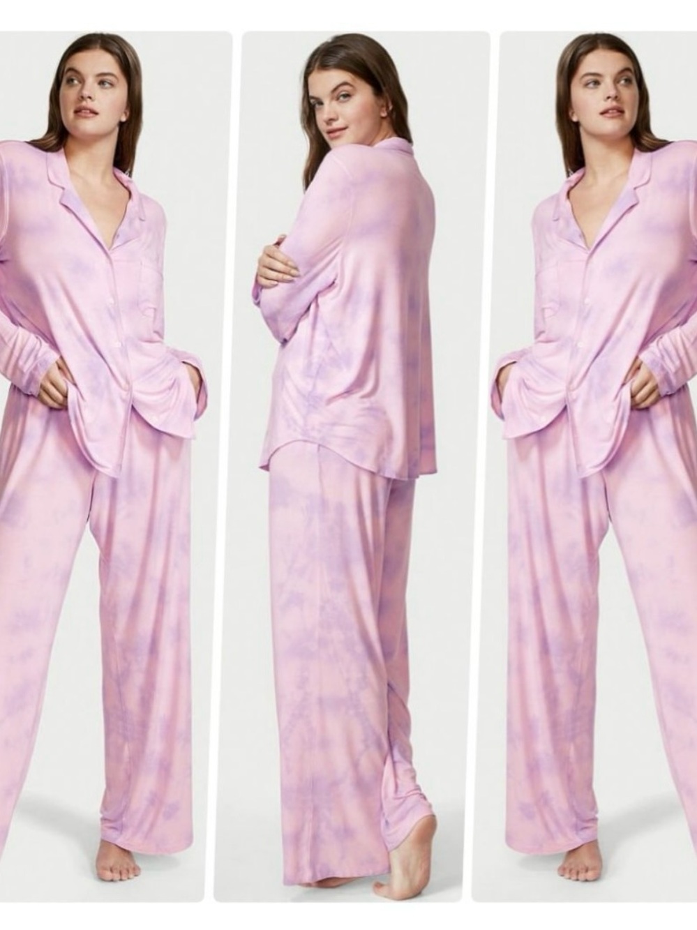 Victorias Secret Modal Cotton Candy Pink Purple Tie-Dye Pajamas